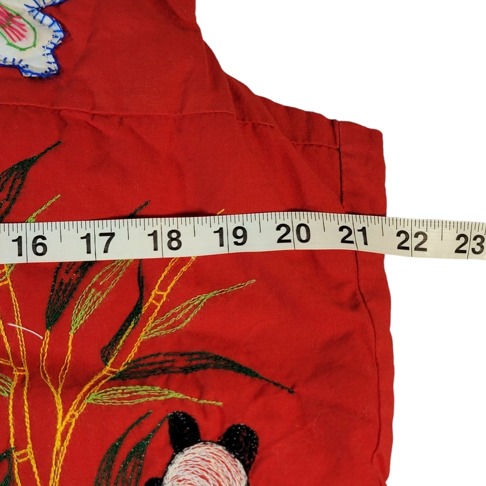 Embroidered Asain Vintage 80's Panda Butterfly Frog Motif Quilted Vest Unsized - Picture 14 of 16
